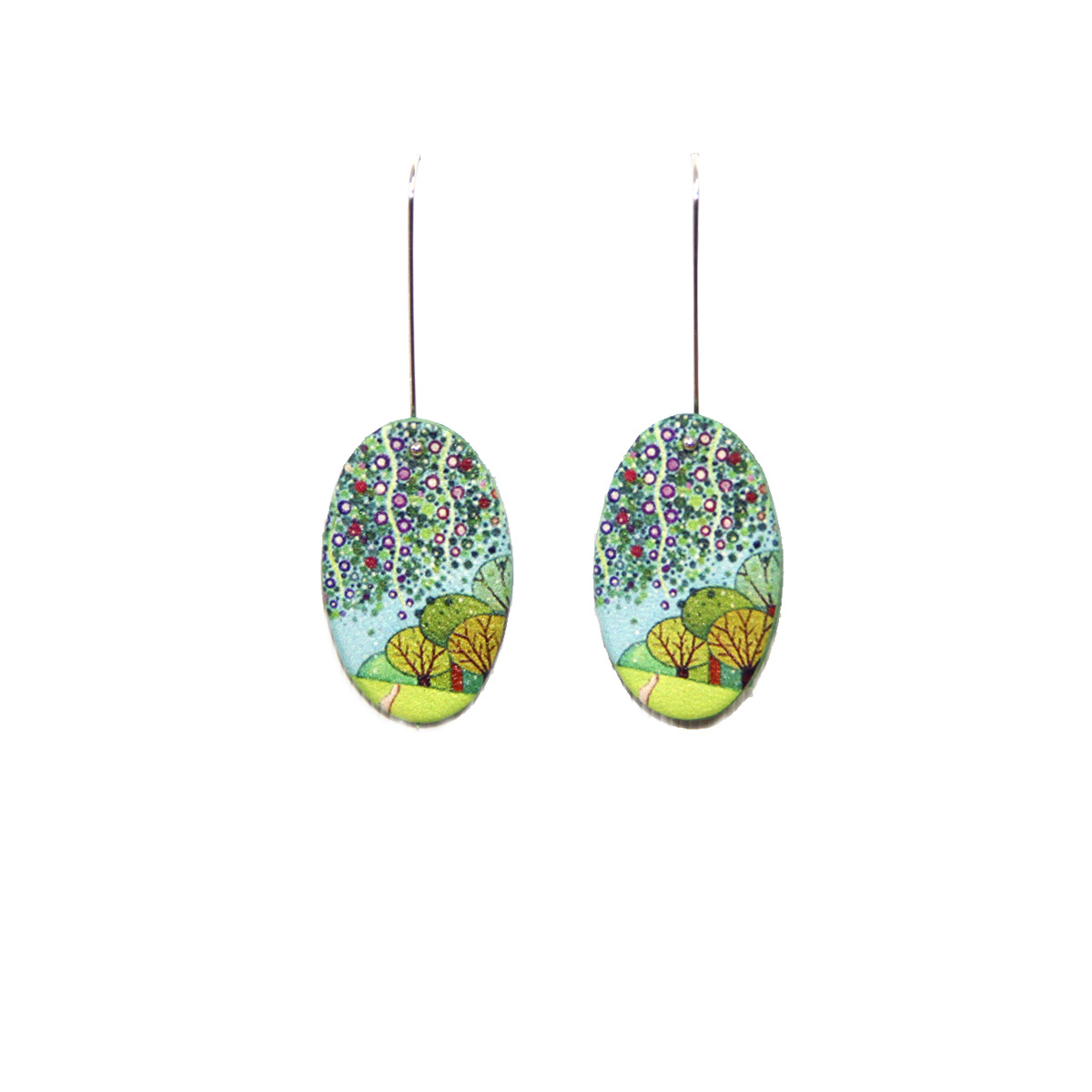 Pendente ovalado longo 'Arboles' - Imaxe 1